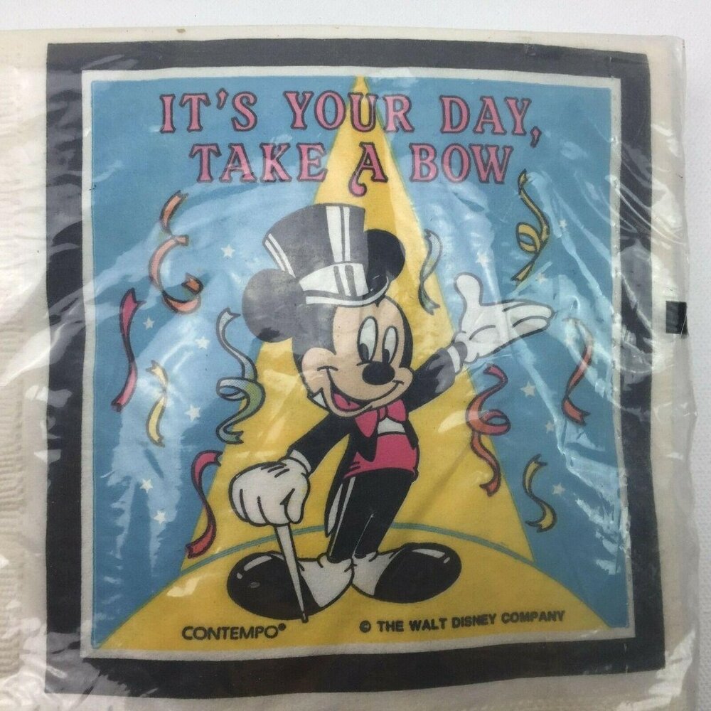 Vintage Contempo Walt Disney Mickey Mouse 3 Ply Birthday Party Luncheon Napkins